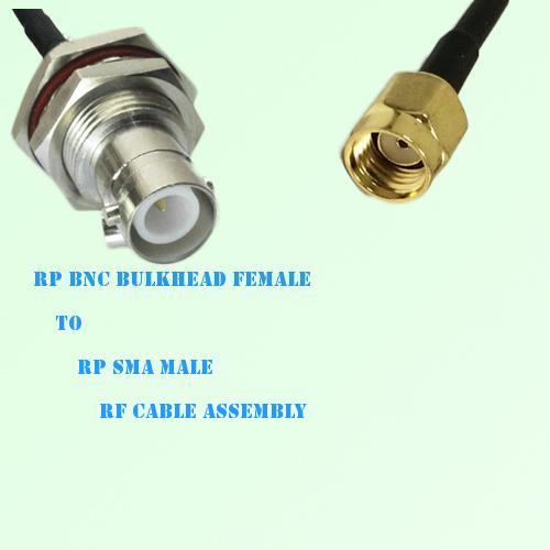 RP BNC Bulkhead Female to RP SMA Male RF Cable Assembly