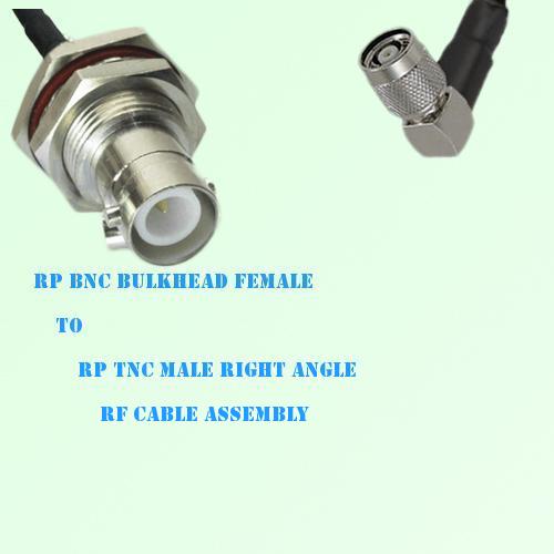 RP BNC Bulkhead Female to RP TNC Male Right Angle RF Cable Assembly