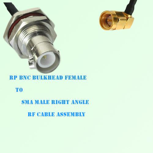 RP BNC Bulkhead Female to SMA Male Right Angle RF Cable Assembly