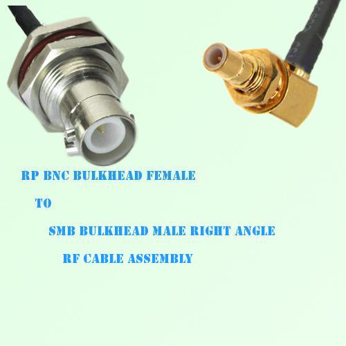 RP BNC Bulkhead Female to SMB Bulkhead Male R/A RF Cable Assembly