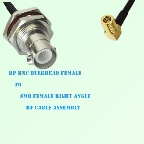 RP BNC Bulkhead Female to SMB Female Right Angle RF Cable Assembly