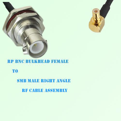 RP BNC Bulkhead Female to SMB Male Right Angle RF Cable Assembly