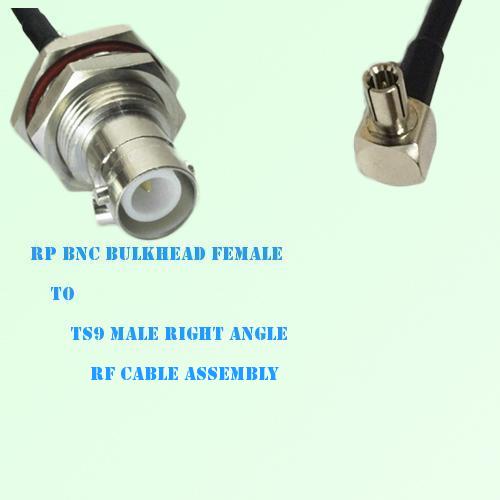 RP BNC Bulkhead Female to TS9 Male Right Angle RF Cable Assembly