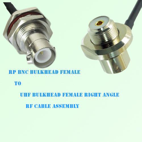 RP BNC Bulkhead Female to UHF Bulkhead Female R/A RF Cable Assembly