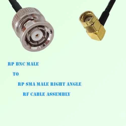 RP BNC Male to RP SMA Male Right Angle RF Cable Assembly RP BNC Male to RP SMA Male Right Angle RF Cable Assembly