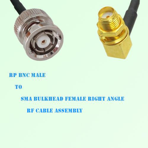 RP BNC Male to SMA Bulkhead Female Right Angle RF Cable Assembly