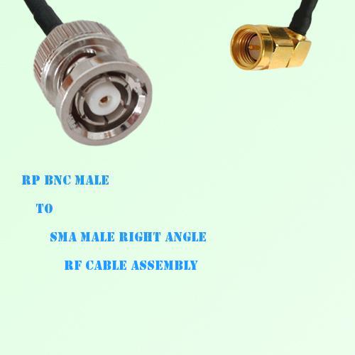 RP BNC Male to SMA Male Right Angle RF Cable Assembly