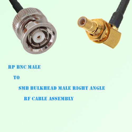RP BNC Male to SMB Bulkhead Male Right Angle RF Cable Assembly