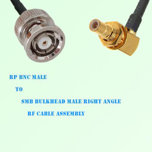 RP BNC Male to SMB Bulkhead Male Right Angle RF Cable Assembly RP BNC Male to SMB Bulkhead Male Right Angle RF Cable Assembly