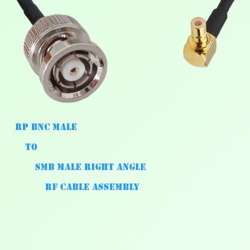 RP BNC Male to SMB Male Right Angle RF Cable Assembly