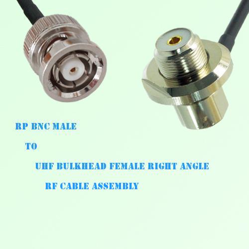 RP BNC Male to UHF Bulkhead Female Right Angle RF Cable Assembly