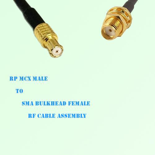 RP MCX Male to SMA Bulkhead Female RF Cable Assembly