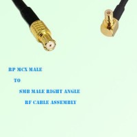 RP MCX Male to SMB Male Right Angle RF Cable Assembly