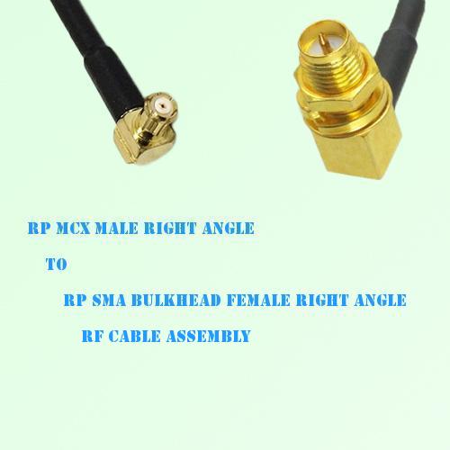 RP MCX Male R/A to RP SMA Bulkhead Female R/A RF Cable Assembly RP MCX Male R/A to RP SMA Bulkhead Female R/A RF Cable Assembly