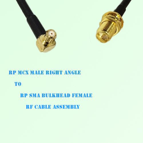 RP MCX Male Right Angle to RP SMA Bulkhead Female RF Cable Assembly RP MCX Male Right Angle to RP SMA Bulkhead Female RF Cable Assembly