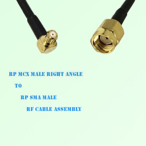 RP MCX Male Right Angle to RP SMA Male RF Cable Assembly
