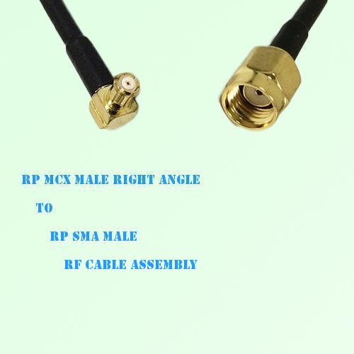 RP MCX Male Right Angle to RP SMA Male RF Cable Assembly RP MCX Male Right Angle to RP SMA Male RF Cable Assembly