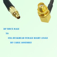 RP MMCX Male to SMA Bulkhead Female Right Angle RF Cable Assembly
