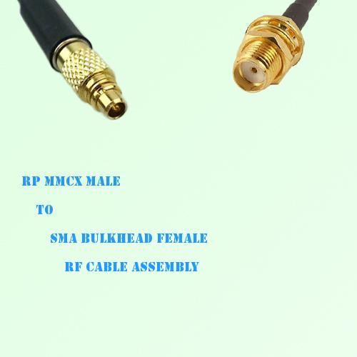 RP MMCX Male to SMA Bulkhead Female RF Cable Assembly