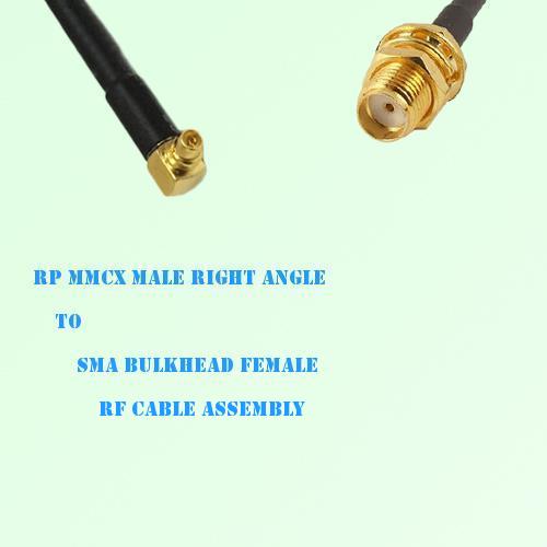 RP MMCX Male Right Angle to SMA Bulkhead Female RF Cable Assembly