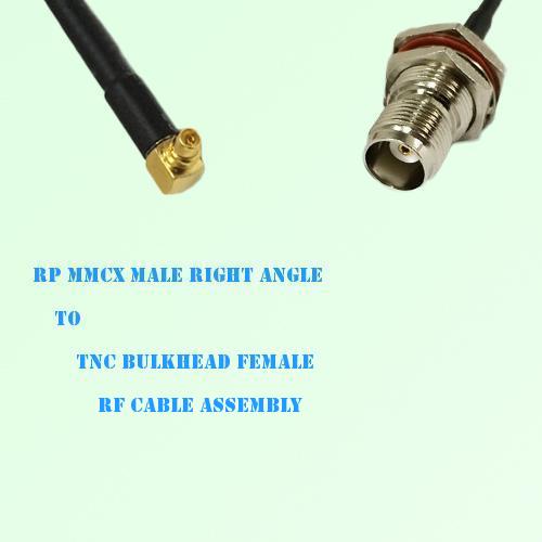 RP MMCX Male Right Angle to TNC Bulkhead Female RF Cable Assembly