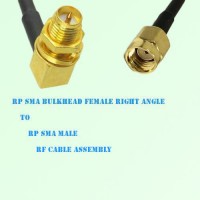 RP SMA Bulkhead Female Right Angle to RP SMA Male RF Cable Assembly