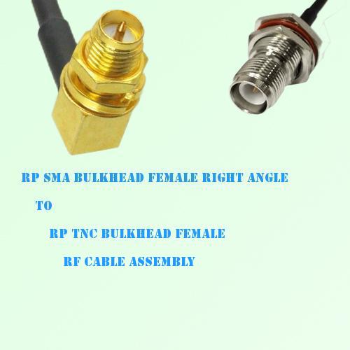 RP SMA Bulkhead Female R/A to RP TNC Bulkhead Female RF Cable Assembly RP SMA Bulkhead Female R/A to RP TNC Bulkhead Female RF Cable Assembly