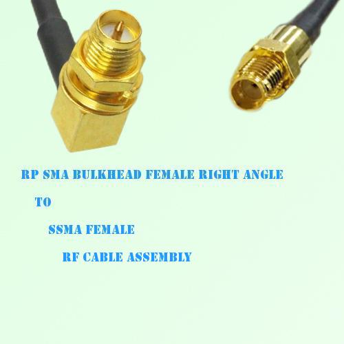 RP SMA Bulkhead Female Right Angle to SSMA Female RF Cable Assembly