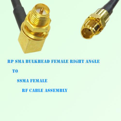 RP SMA Bulkhead Female Right Angle to SSMA Female RF Cable Assembly RP SMA Bulkhead Female Right Angle to SSMA Female RF Cable Assembly
