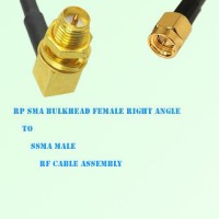 RP SMA Bulkhead Female Right Angle to SSMA Male RF Cable Assembly RP SMA Bulkhead Female Right Angle to SSMA Male RF Cable Assembly