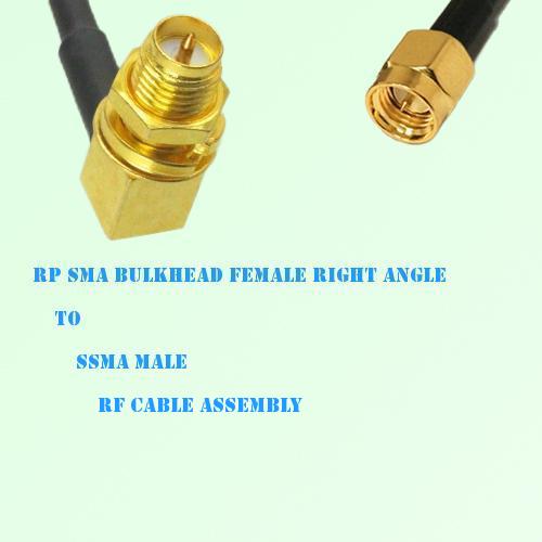 RP SMA Bulkhead Female Right Angle to SSMA Male RF Cable Assembly