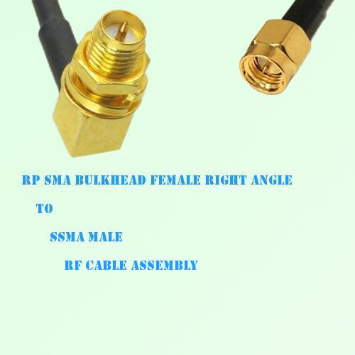 RP SMA Bulkhead Female Right Angle to SSMA Male RF Cable Assembly RP SMA Bulkhead Female Right Angle to SSMA Male RF Cable Assembly