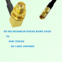 RP SMA Bulkhead Female Right Angle to SSMC Female RF Cable Assembly RP SMA Bulkhead Female Right Angle to SSMC Female RF Cable Assembly
