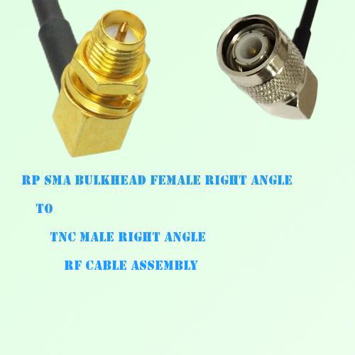 RP SMA Bulkhead Female R/A to TNC Male R/A RF Cable Assembly