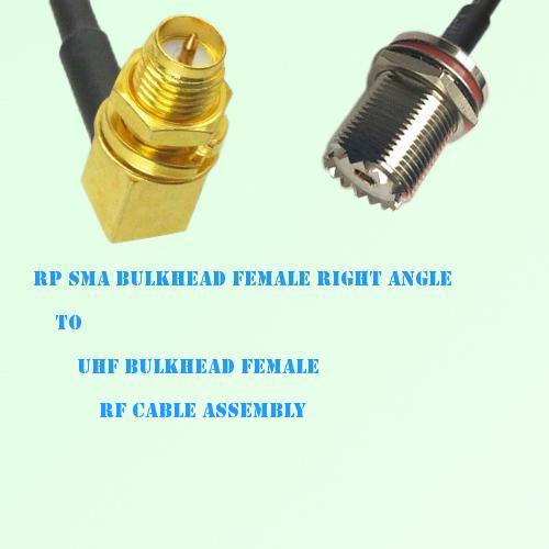 RP SMA Bulkhead Female R/A to UHF Bulkhead Female RF Cable Assembly