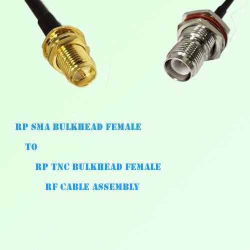 RP SMA Bulkhead Female to RP TNC Bulkhead Female RF Cable Assembly RP SMA Bulkhead Female to RP TNC Bulkhead Female RF Cable Assembly