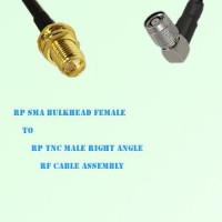 RP SMA Bulkhead Female to RP TNC Male Right Angle RF Cable Assembly RP SMA Bulkhead Female to RP TNC Male Right Angle RF Cable Assembly