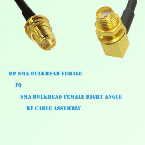 RP SMA Bulkhead Female to SMA Bulkhead Female R/A RF Cable Assembly