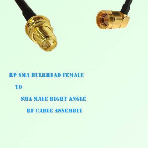 RP SMA Bulkhead Female to SMA Male Right Angle RF Cable Assembly RP SMA Bulkhead Female to SMA Male Right Angle RF Cable Assembly