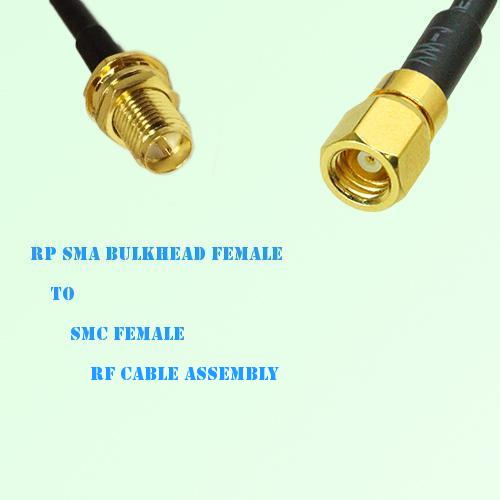 RP SMA Bulkhead Female to SMC Female RF Cable Assembly