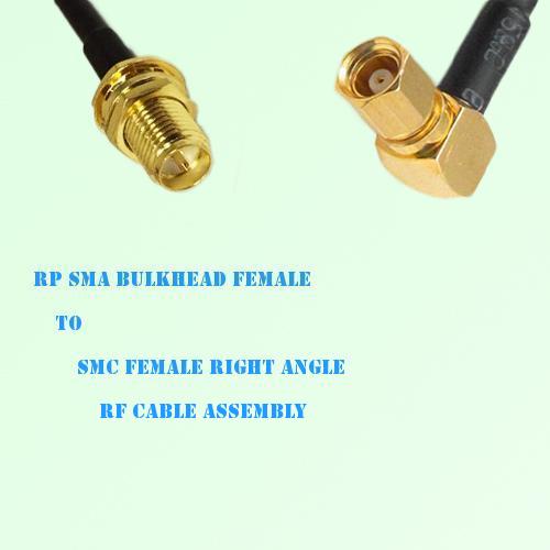 RP SMA Bulkhead Female to SMC Female Right Angle RF Cable Assembly RP SMA Bulkhead Female to SMC Female Right Angle RF Cable Assembly
