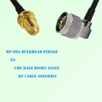 RP SMA Bulkhead Female to UHF Male Right Angle RF Cable Assembly