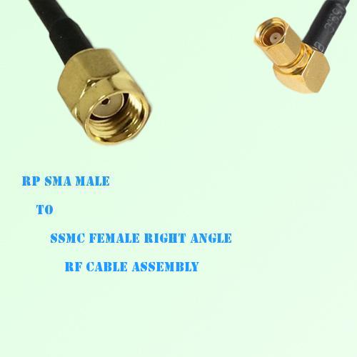 RP SMA Male to SSMC Female Right Angle RF Cable Assembly