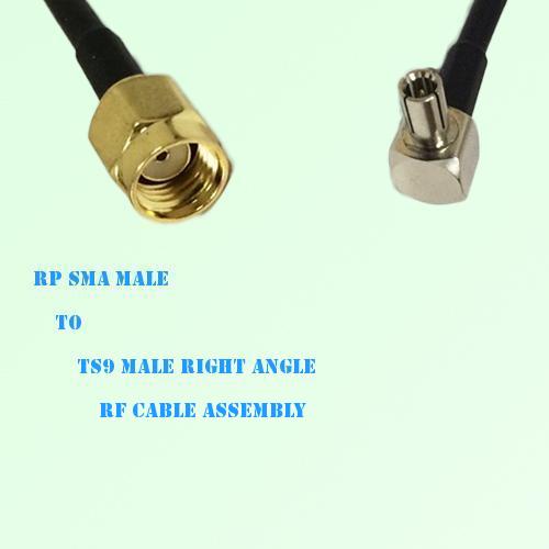 RP SMA Male to TS9 Male Right Angle RF Cable Assembly