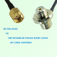 RP SMA Male to UHF Bulkhead Female Right Angle RF Cable Assembly RP SMA Male to UHF Bulkhead Female Right Angle RF Cable Assembly
