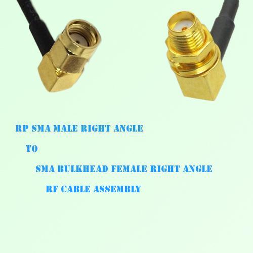 RP SMA Male R/A to SMA Bulkhead Female R/A RF Cable Assembly