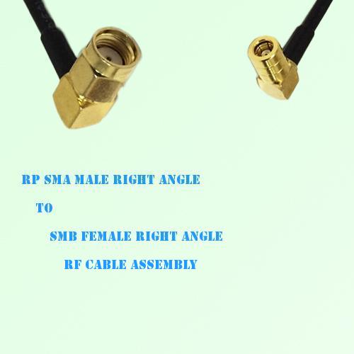 RP SMA Male Right Angle to SMB Female Right Angle RF Cable Assembly RP SMA Male Right Angle to SMB Female Right Angle RF Cable Assembly