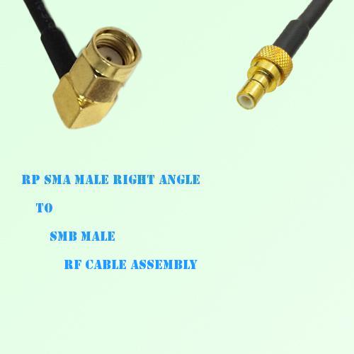 RP SMA Male Right Angle to SMB Male RF Cable Assembly