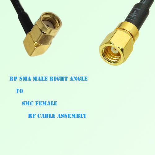 RP SMA Male Right Angle to SMC Female RF Cable Assembly RP SMA Male Right Angle to SMC Female RF Cable Assembly