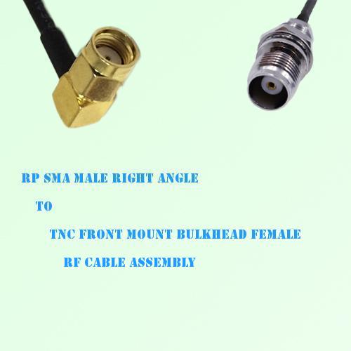 RP SMA Male R/A to TNC Front Mount Bulkhead Female RF Cable Assembly